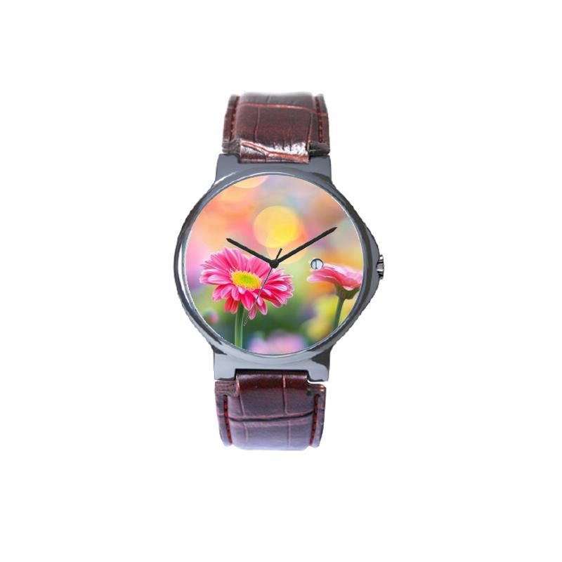 Floral Designer Wristwatch Leather Strap